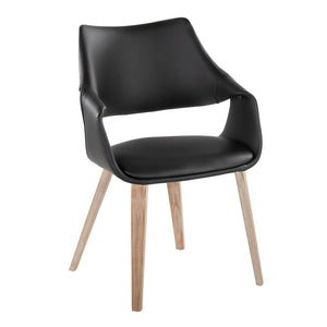 English Elm Chair Set of 2 with Padded Faux Leather Seats and Bentwood Whitewashed Legs B202S02071