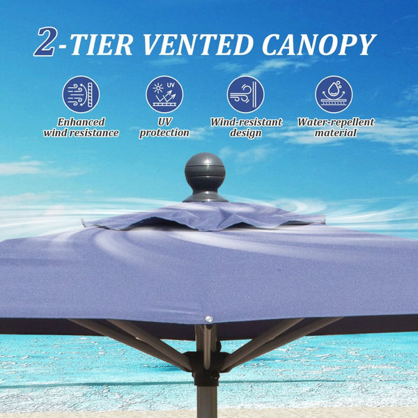 English Elm Rectangle Patio Umbrella With Crank Lift & Tilt, Durable Navy Shade For Outdoor Comfort & Style W1859P320941-GIGA