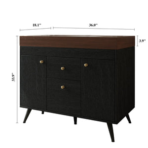 English Elm 36" Freestanding Bathroom Vanity Sintered Stone Top Ceramic Sink Stainless Steel Legs Black,Gold,Walnut,White W3136S00073