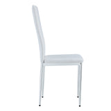 English Elm Grid Armless High Backrest Dining Chair, 6-Piece Set Of White Chairs and Plated Silver Legs, Office Chair. Suitable For Restaurants, Living Rooms, Kitchens, and Offices. 0924