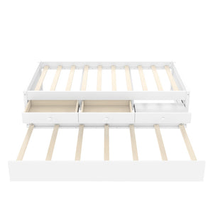 English Elm Twin Triple Metal Bunk Bed Matte Powder Coated Frame with Full Safety Guardrails White W1580S00385