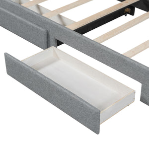 English Elm Twin Extendable Upholstered Daybed with Two Storage Drawers, LED Light, Slat Kit Included for Guests Gray N7500002061E