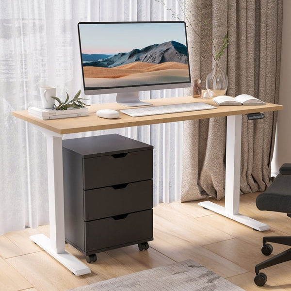 English Elm 3-drawer Rolling Wood File Cabinet with Locking Casters for Home Office Under Desk T3623P434206