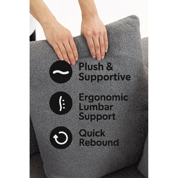 English Elm Full Foam Modular L-shaped Sectional Sofa Flannelette Upholstered with Five Throw Pillows Grey-Blue W3326S00024