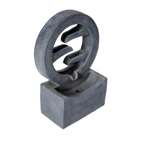 English Elm 26.77"h Gray Polyresin Tiered Cascading Outdoor Fountain with Warm Led Patio Accent N765P355054G