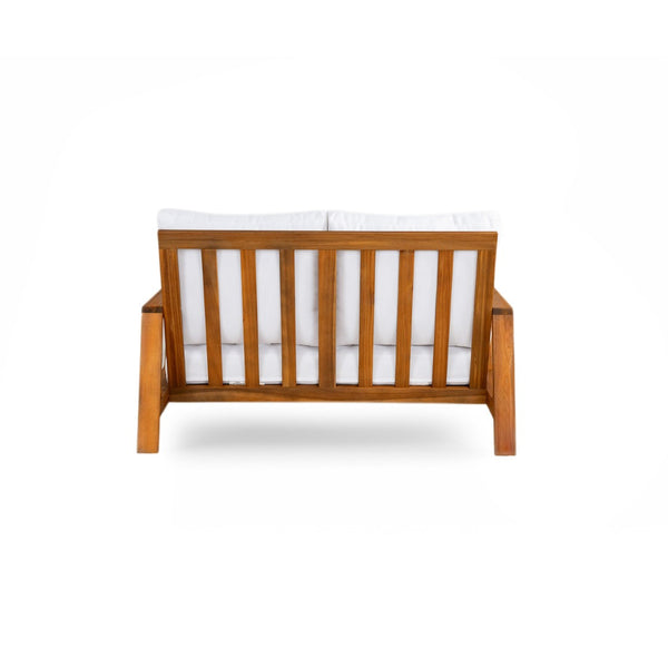 English Elm 2 Piece Acacia Wood Outdoor Sofa Set with Coffee Table and Weather Resistant Cushions Teak,White N719P246159L