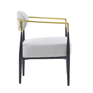 English Elm Christopher Knight Home® - Mid-Century Upholstered Accent Armchair with Pocket Spring Seat, Tapered Iron Legs, Stylish Comfort Beige,Black,Gold 26.38 L x 25.2 W x 12.6 H N776P224504I