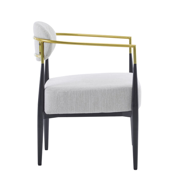 English Elm Christopher Knight Home® - Mid-Century Upholstered Accent Armchair with Pocket Spring Seat, Tapered Iron Legs, Stylish Comfort Beige,Black,Gold 26.38 L x 25.2 W x 12.6 H N776P224504I