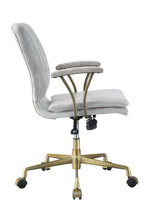 English Elm Damir Vintage White Top Grain Leather Office Chair - Tufted Bentwood Back, Swivel Lift, Casters B2726P256255