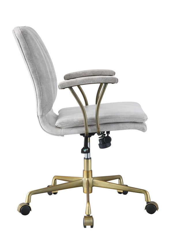 English Elm Damir Vintage White Top Grain Leather Office Chair - Tufted Bentwood Back, Swivel Lift, Casters B2726P256255