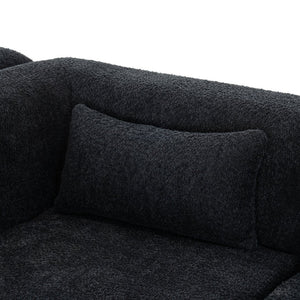 English Elm Upholstered Boucle Sofa with Lumbar Pillow Pocket Spring Seating for Living Room Black N719P250551B