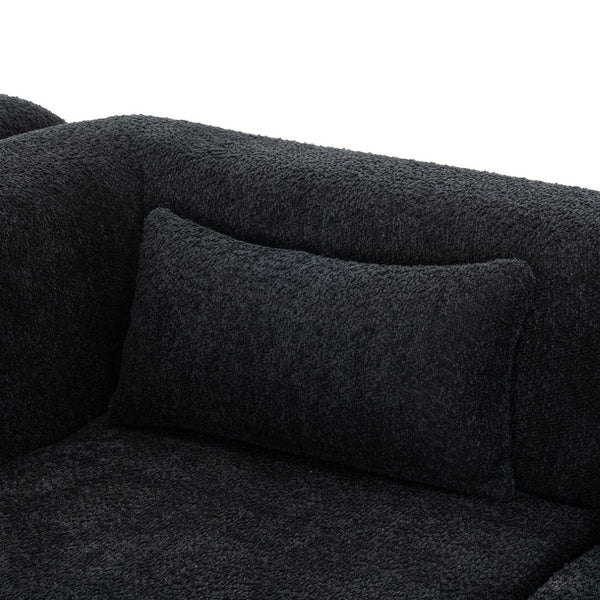 English Elm Upholstered Boucle Sofa with Lumbar Pillow Pocket Spring Seating for Living Room Black N719P250551B