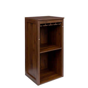 English Elm Brown walnut modular wine bar cabinet with hutch and shelves for dining room storage display W331P282805
