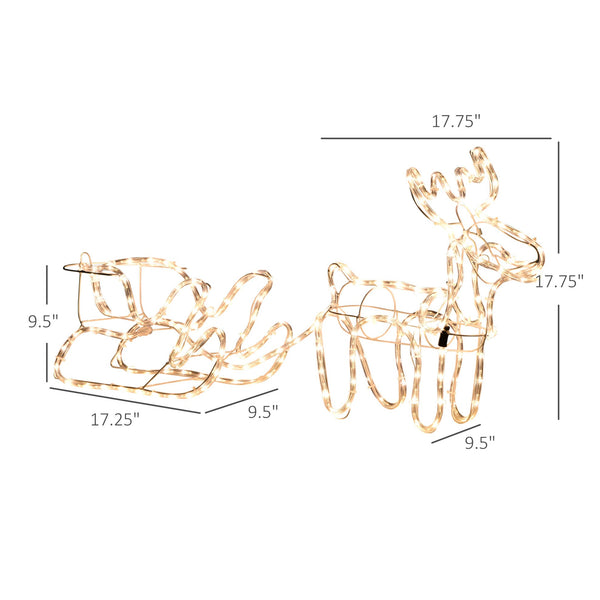 English Elm Outsunny LED Reindeer & Sleigh Outdoor Decoration with 192 Warm Lights, Steel Frame, IP44 Waterproof (90) W2225P173953