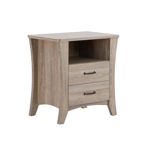 English Elm Nightstand Rustic Natural Finish with Open Top Shelf & 2 Smooth-Glide Drawers for Bedroom Storage B016P253792