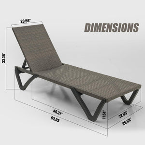 English Elm Pool Aluminum Chaise Lounge Set of 2 with Wheels, 5-Position Recline, Quick-Dry Textilene, Weather-Resistant Comfort for Patio Rattan W1859P396212