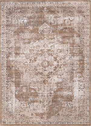 Unique Loom Chateau Roosevelt Machine Made Border Rug Khaki, Beige/Gray/Ivory/Navy Blue 9' 0" x 12' 0"