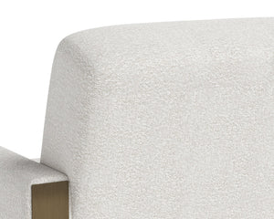 Sunpan Forester Lounge Chair - Copenhagen White Boucle With Sculpted Arms & Antique Gold Base Elegance Cream Fabric 110939