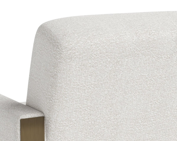 Sunpan Forester Lounge Chair - Copenhagen White Boucle With Sculpted Arms & Antique Gold Base Elegance Cream Fabric 110939