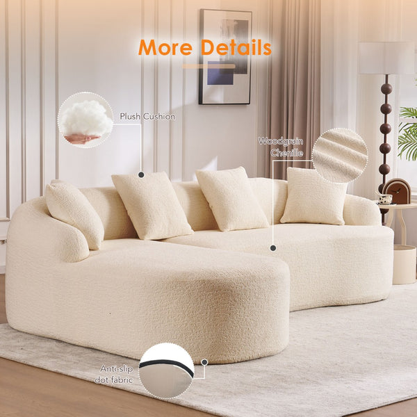English Elm Boneless Chenille Sectional with Curved Chaise High Density Foam Modular Living Room Sofa W2231S00042
