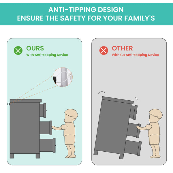 English Elm Modern Antique-Style 3-Drawer Chest with Gold Frame Knobs, Waterproof MDF, Anti-Tip Safety Design White W1668P162671