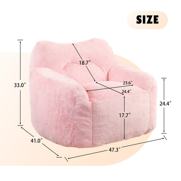 English Elm Bean Bag Chair - Plush Faux-Fur Sofa With Armrests, High-Density Foam, Easy Care, Ideal For Relaxing W2200P313804