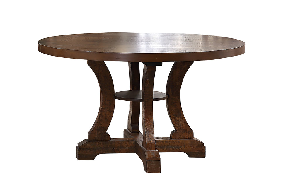 English Elm Oak 54" Round Dining Table Distressed Painted Wood Finish, Elegant Comfortable Upholstered Chairs-Friendly Design B011P290171