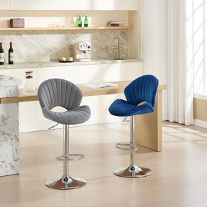 English Elm Bar Stools modern adjustable swivel counter chairs with back and footrest, chrome base for kitchen pub gatherings Grey W1249P386235