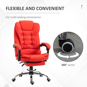 English Elm Homcom High Back Ergonomic Office Chair With Pu Leather, Footrest, Lumbar Support & Padded Comfort W2225P217493