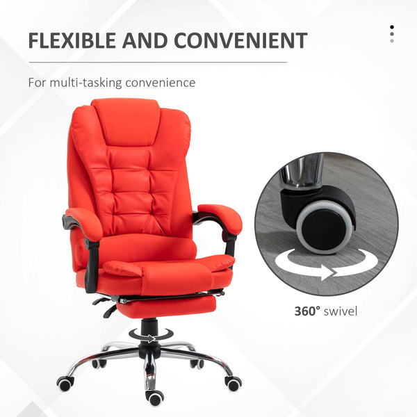 English Elm Homcom High Back Ergonomic Office Chair With Pu Leather, Footrest, Lumbar Support & Padded Comfort W2225P217493