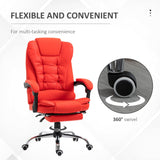 English Elm Homcom High Back Ergonomic Executive Office Chair, Pu Leather Computer Chair With Retractable Footrest, Lumbar Support, Padded Headrest and Armrest, Red