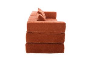 English Elm UNITED Folding Sofa Bed with Removable Cover Zipper, Chenille Memory Foam Sleeper for Small Spaces Orange W1568P293805