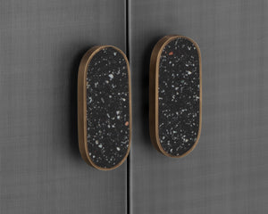 Sunpan Viserys Sideboard - Elegant Black Terrazzo Marble & Antique Zinc Iron Doors for Unique Dining Style