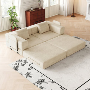 English Elm 72.4 Inch Corduroy Convertible Sofa Bed with Storage Pockets for Living Room W3505P355570