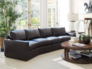 Lexington Ashbury Traditional Leather Sectional with Down Cushions and Brass Accented Base 7878-52C-01