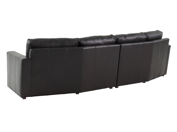 Lexington Ashbury Traditional Leather Sectional with Down Cushions and Brass Accented Base 7878-52C-01