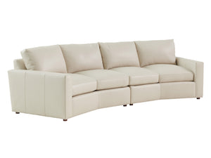 Lexington Ashbury Ivory Leather Sectional with Mahogany Frame and Maritime Brass Base Accents 7878-52C-03