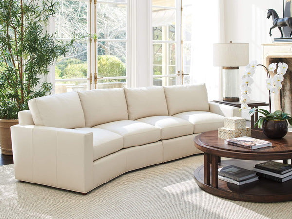 Lexington Ashbury Ivory Leather Sectional with Mahogany Frame and Maritime Brass Base Accents 7878-52C-03