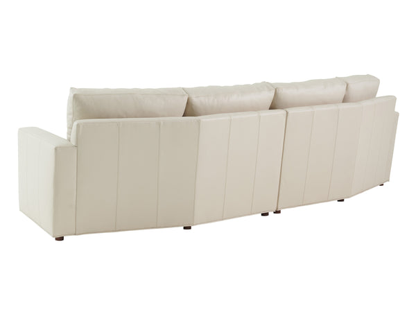 Lexington Ashbury Ivory Leather Sectional with Mahogany Frame and Maritime Brass Base Accents 7878-52C-03