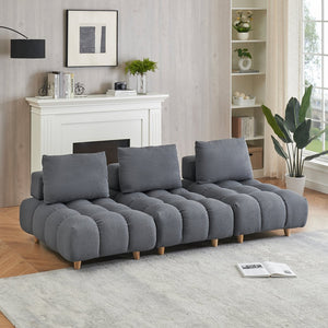 English Elm 90 Teddy Sofa 90in Plush Apartment-Ready 3-Seater with Solid Wood Legs, Sponge Cushions, Cozy Appeal Gray W1658S00070