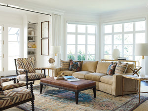 Lexington Menlo Park Metal End Table With Unique Tiger Brown Travertine Top And Artisan Maritime Brass Finish Montecito  740-955
