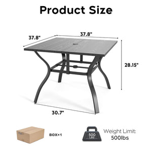 English Elm 5-piece Outdoor Dining Set Wood Grain Table Stackable Chairs Uv Resistant Patio W3979S00037