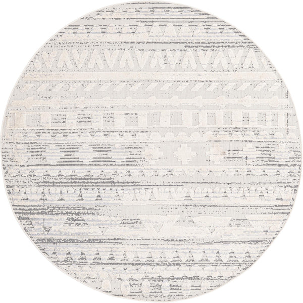 Unique Loom Arlo Avery Machine Made Tribal Rug Sandy Beige, Blue/Gray 7' 1" x 7' 1"