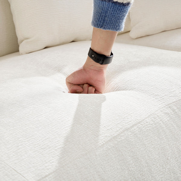 English Elm 134.63'' Modern L-Shape Sectional Sofa Couch With Right-Facing Chaise, Beige Fabric & Plush Pillows W876S00306