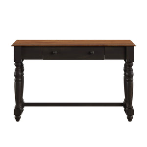 Homelegance Vance Solid Rubberwood Writing Desk with Drawer Usb Port and Turned Legs Home Office Oak / Antique Black 787BK-15