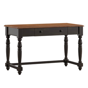 Vance Solid Rubberwood Writing Desk with Drawer Usb Port and Turned Legs Home Office