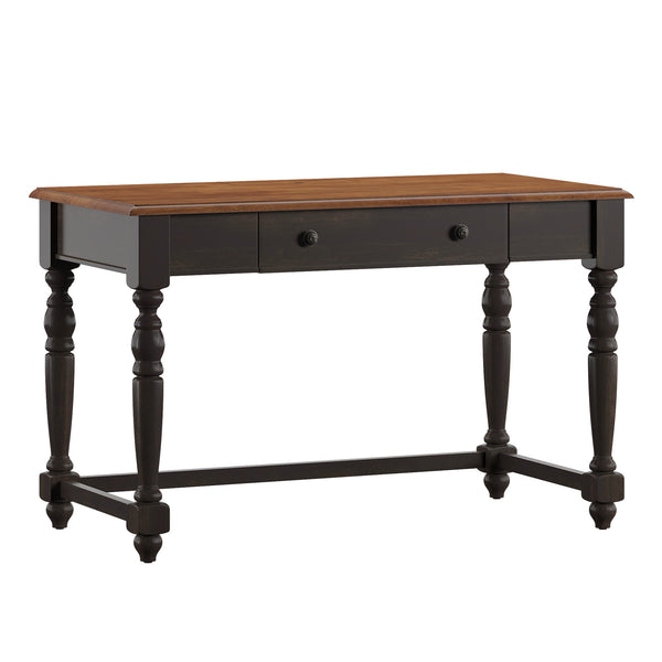 Vance Solid Rubberwood Writing Desk with Drawer Usb Port and Turned Legs Home Office