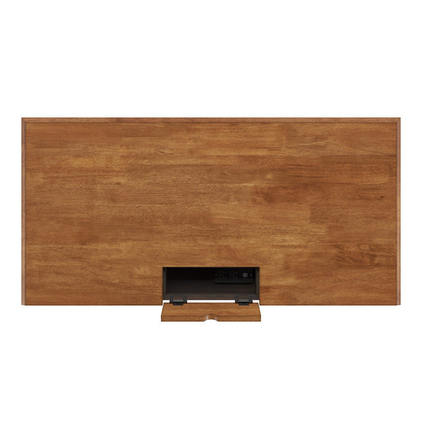 Vance Solid Rubberwood Writing Desk with Drawer Usb Port and Turned Legs Home Office