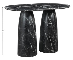 Meridian Furniture Cosenza Art Deco Concrete Counter Height Table with Marble Finish for Indoor Outdoor Dining Black 787Black-T60