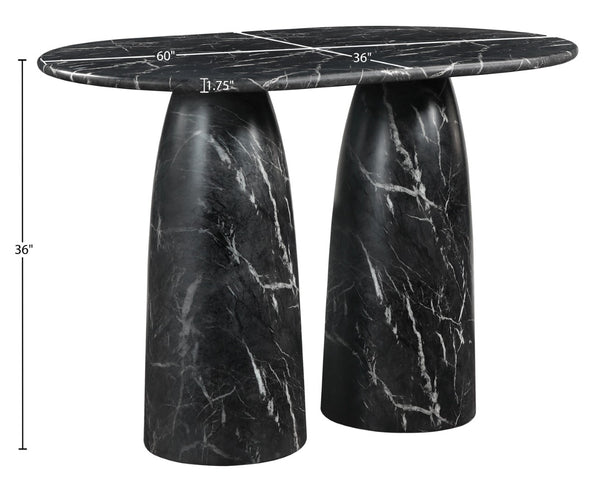Meridian Furniture Cosenza Art Deco Concrete Counter Height Table with Marble Finish for Indoor Outdoor Dining Black 787Black-T60